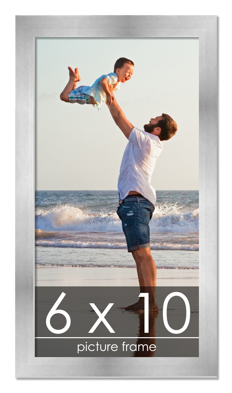 6x10 Solid Wood Picture Frame with UV-Resistant Acrylic & Acid-Free Backing, Available in 6 Finishes: Matte Black, Matte White, Metallic Bronze, Silver, Natural Wood Grain & Mahogany